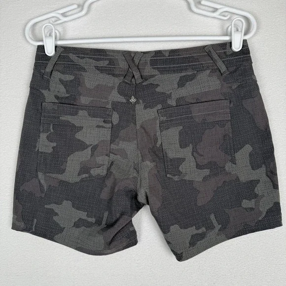 prAna Womens 6 Olivia Alana Shorts Hiking Outdoor Mustard Camo Nylon Stretch - Picture 5 of 16